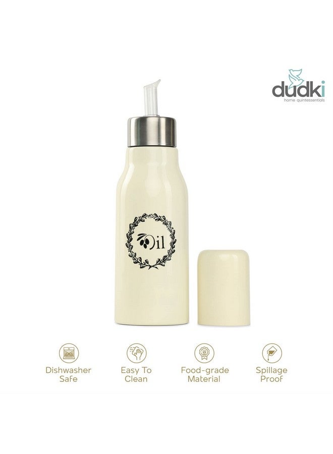 dudki Stainless Steel Oil Dispenser 500 ML Bottle Leakproof | Oil Nozzle Dropper | Cooking Oil Bottle For Home, Kitchen, Cooking, Café, Restaurant (IVORY) - Image 4