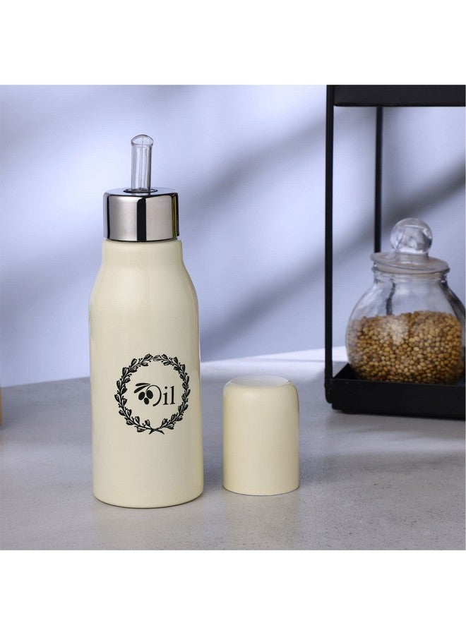 dudki Stainless Steel Oil Dispenser 500 ML Bottle Leakproof | Oil Nozzle Dropper | Cooking Oil Bottle For Home, Kitchen, Cooking, Café, Restaurant (IVORY) - Image 1