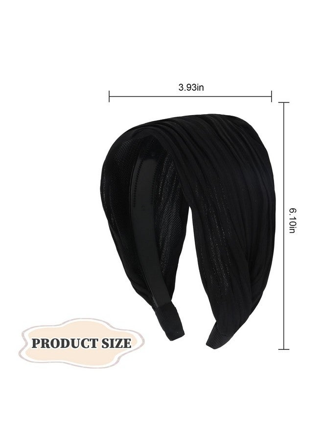 ACO-UINT Black Wide Headband for Women, Boho Headbands Thick Headbands with Teeth, Large Head Bands for Women's Hair Turban Hairbands Hair Accessories for Women - Image 2