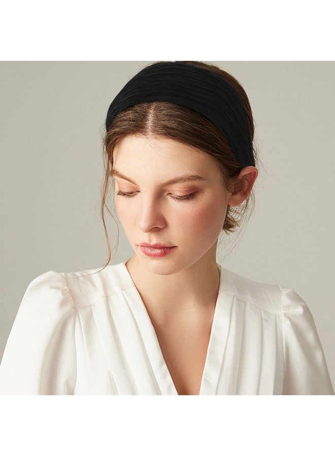 ACO-UINT Black Wide Headband for Women, Boho Headbands Thick Headbands with Teeth, Large Head Bands for Women's Hair Turban Hairbands Hair Accessories for Women - Image 3