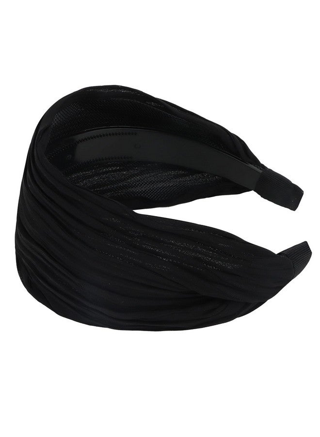 ACO-UINT Black Wide Headband for Women, Boho Headbands Thick Headbands with Teeth, Large Head Bands for Women's Hair Turban Hairbands Hair Accessories for Women - Image 1