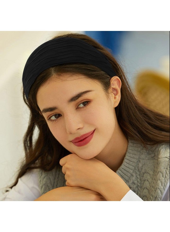 ACO-UINT Black Wide Headband for Women, Boho Headbands Thick Headbands with Teeth, Large Head Bands for Women's Hair Turban Hairbands Hair Accessories for Women - Image 4