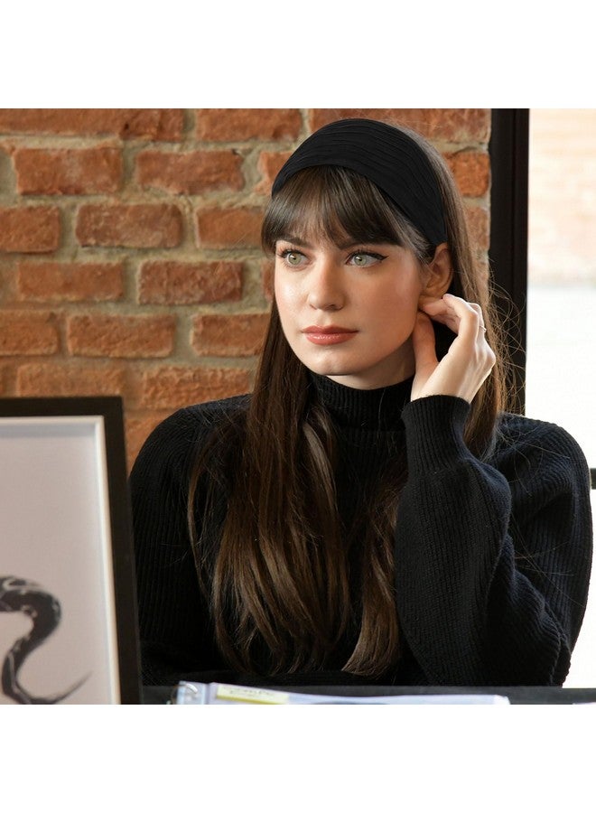 ACO-UINT Black Wide Headband for Women, Boho Headbands Thick Headbands with Teeth, Large Head Bands for Women's Hair Turban Hairbands Hair Accessories for Women - Image 5