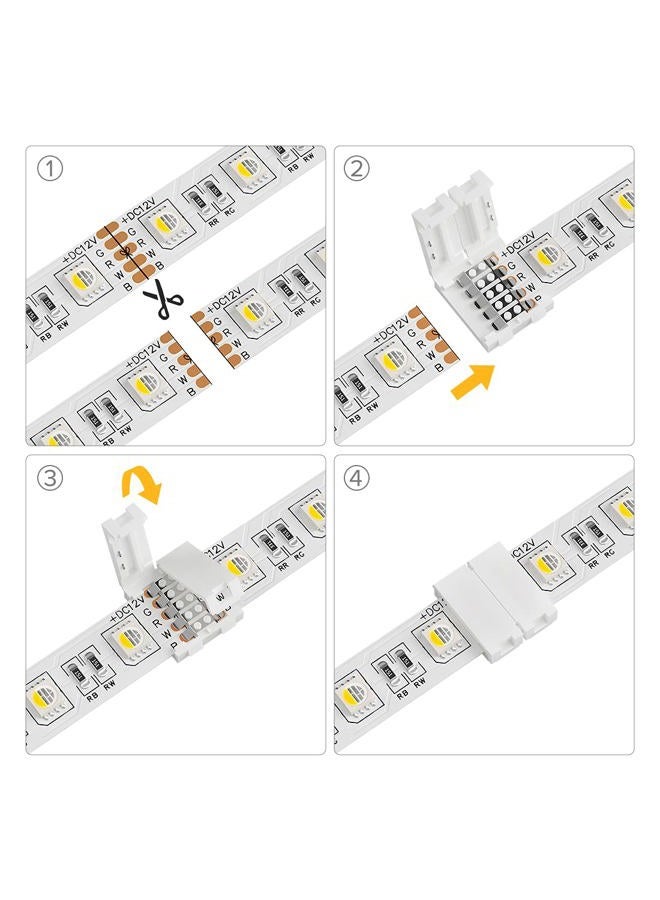 BTF-LIGHTING موصل زاوية على شكل L 5 دبابيس SMD 5050 RGBW بعرض 12 مم، مقسم سريع بدون لحام، 10 قطع - Image 5