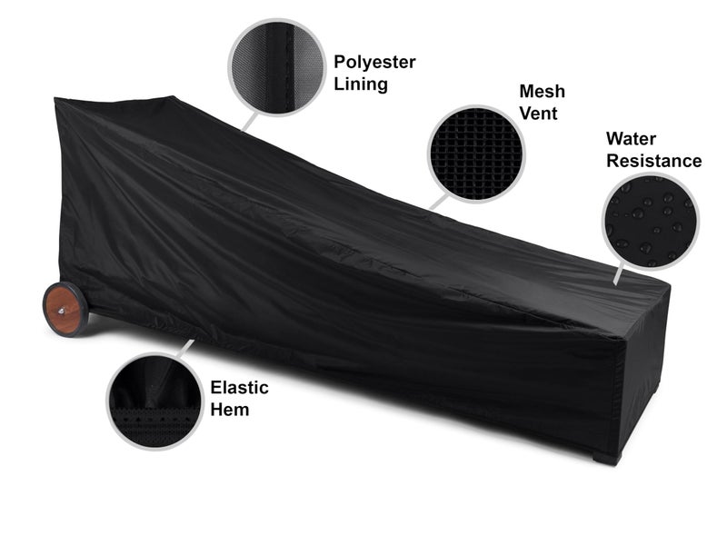 Covermates Classic Chaise Lounge Cover â€“ Weather-Resistant Vinyl Outdoor Furniture Cover with Mesh Vent, Elastic Hem, UV Protection, Lightweight Patio Chair Cover, 30W x 82D x 38H, Black - Image 3