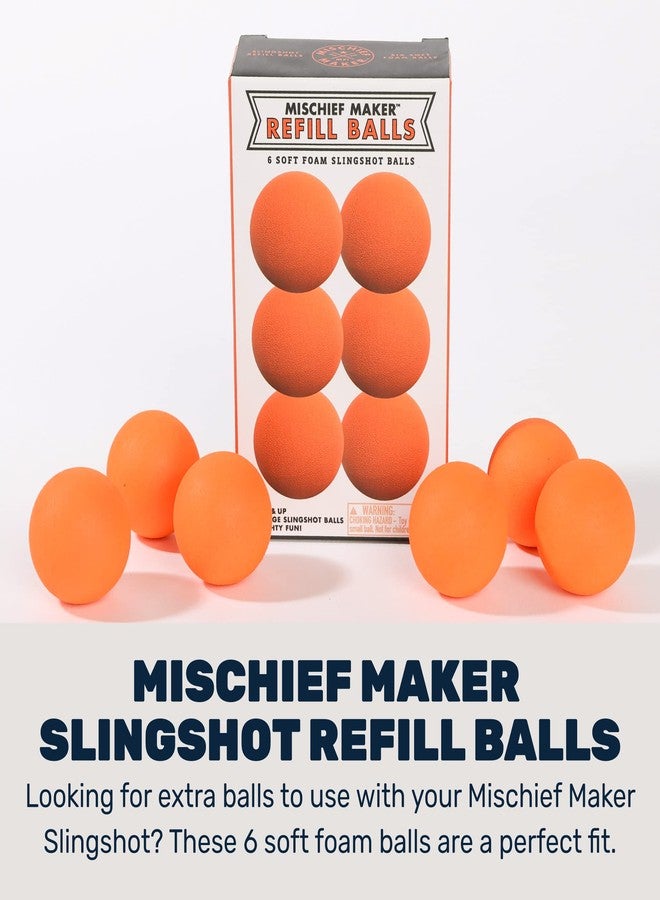 Mighty Fun! - Mischief Maker® Toy Slingshot Foam Balls Refill Pack - 6 Soft Foam Replacement Balls for Kids Slingshot - Ages 4+ (Orange) - Image 2