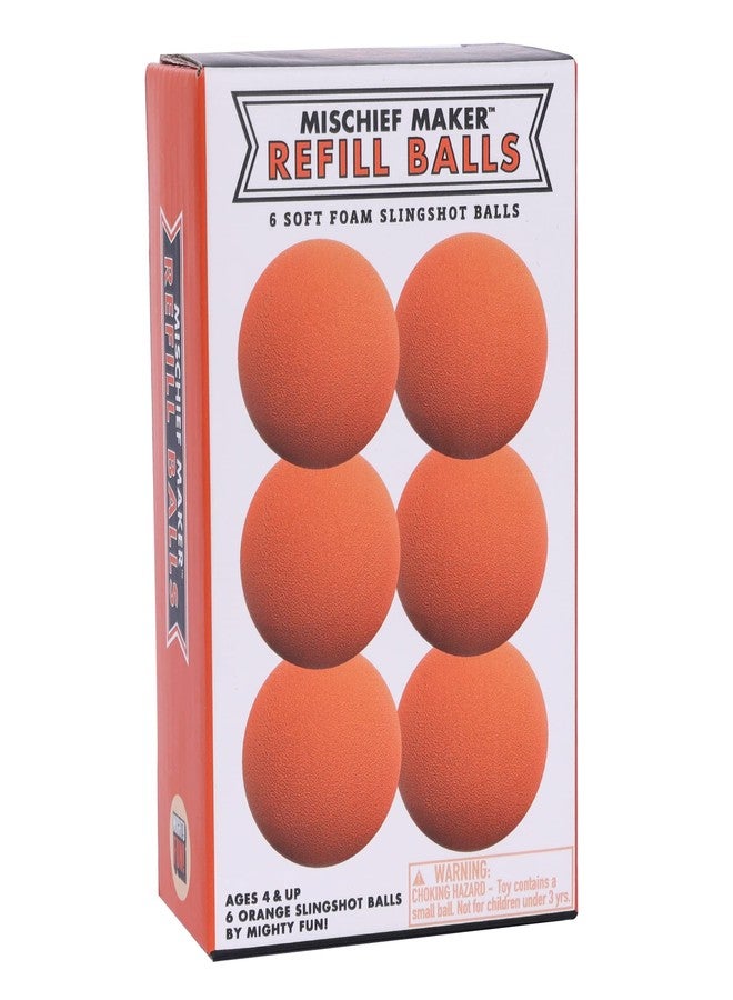 Mighty Fun! - Mischief Maker® Toy Slingshot Foam Balls Refill Pack - 6 Soft Foam Replacement Balls for Kids Slingshot - Ages 4+ (Orange) - Image 1