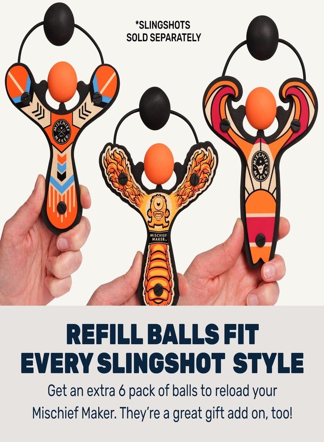 Mighty Fun! - Mischief Maker® Toy Slingshot Foam Balls Refill Pack - 6 Soft Foam Replacement Balls for Kids Slingshot - Ages 4+ (Orange) - Image 5