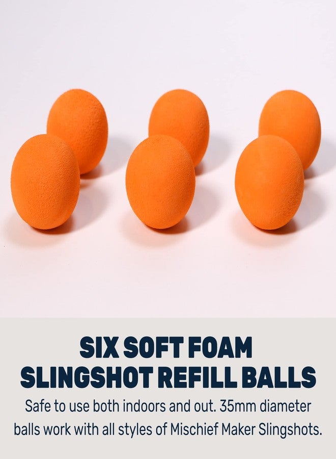 Mighty Fun! - Mischief Maker® Toy Slingshot Foam Balls Refill Pack - 6 Soft Foam Replacement Balls for Kids Slingshot - Ages 4+ (Orange) - Image 3