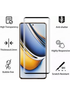 ماركة غير محددة واقي شاشة لـ Realme 11 Pro Plus واقي زجاجي مقسى غراء كامل من الحافة إلى الحافة صلابة 9H مضاد لبصمات الأصابع زجاج منحني ثلاثي الأبعاد مقاوم للخدش  - Image 4