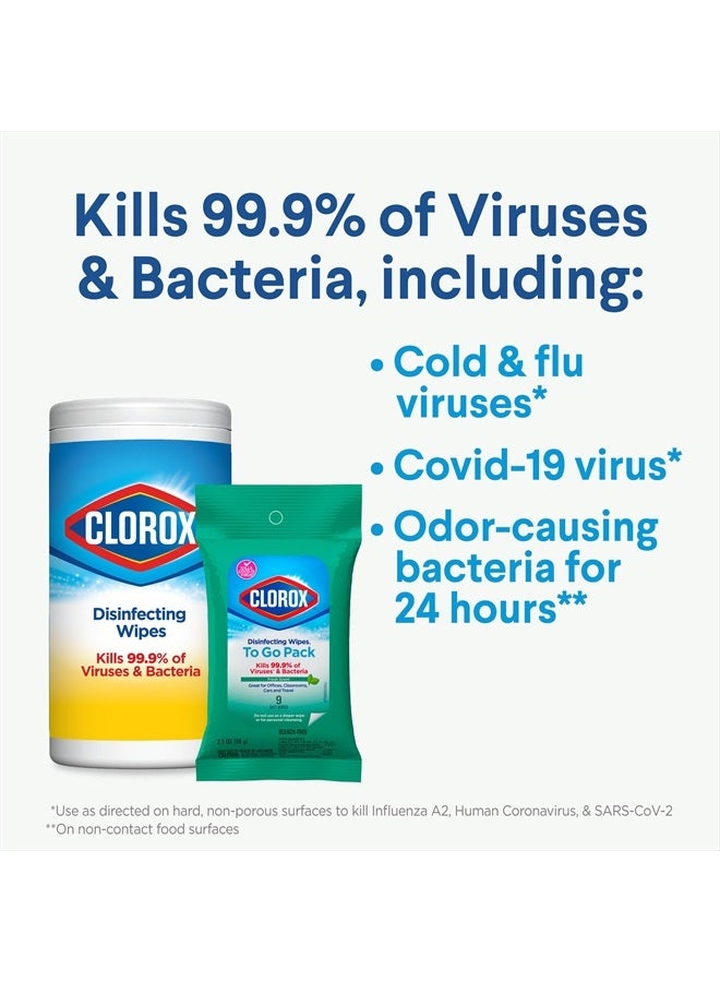 Clorox مناديل تعقيم للسفر، أساسيات المنزل، رائحة منعشة، 9 قطعة، عبوة من 1 (قد تختلف العبوة) - Image 5