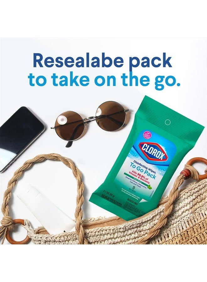 Clorox مناديل تعقيم للسفر، أساسيات المنزل، رائحة منعشة، 9 قطعة، عبوة من 1 (قد تختلف العبوة) - Image 2