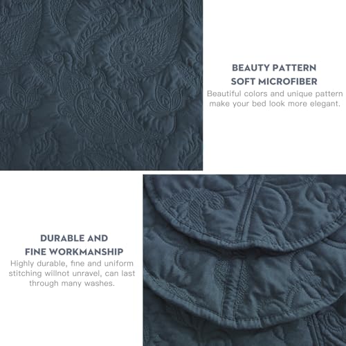 HZ & HY Oversized King Bedspread 128x120 Extra Wide, Quilted Coverlet Bedding Set, Lightweight Thin Comforter, Reversible, Luxurious, 5 Piece, 100% Microfiber, Navy Blue - Image 5