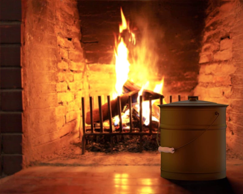 Plow & Hearth 3 Gallon Black Large Ash Bucket with Lid and Wood Handle | 28 Gauge Galvanized Iron Metal | Double Bottom | Tool for Fireplaces Fire Pits Wood Burning Stoves (Black) - Image 3
