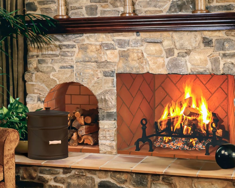 Plow & Hearth 3 Gallon Black Large Ash Bucket with Lid and Wood Handle | 28 Gauge Galvanized Iron Metal | Double Bottom | Tool for Fireplaces Fire Pits Wood Burning Stoves (Black) - Image 4