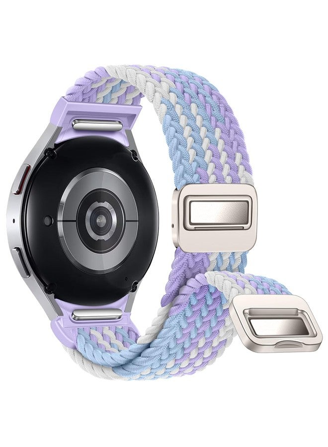 BandRain One Click No Gap Magnetic Braided Bands Compatible with Samsung Galaxy Watch 6 4 5 Band 40mm 44mm/Watch 6 4 Classic 47mm 43mm 42mm 46mm/Watch 5 Pro 45mm, 20mm Elastic Nylon Sport Strap for Men Women - Image 1