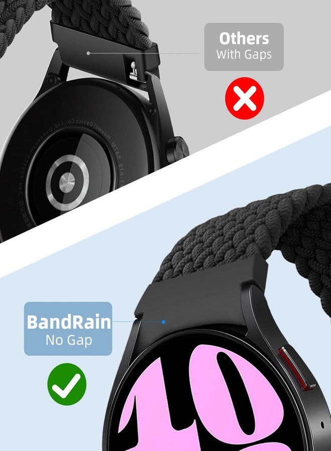 BandRain One Click No Gap Magnetic Braided Bands Compatible with Samsung Galaxy Watch 6 4 5 Band 40mm 44mm/Watch 6 4 Classic 47mm 43mm 42mm 46mm/Watch 5 Pro 45mm, 20mm Elastic Nylon Sport Strap for Men Women - Image 3