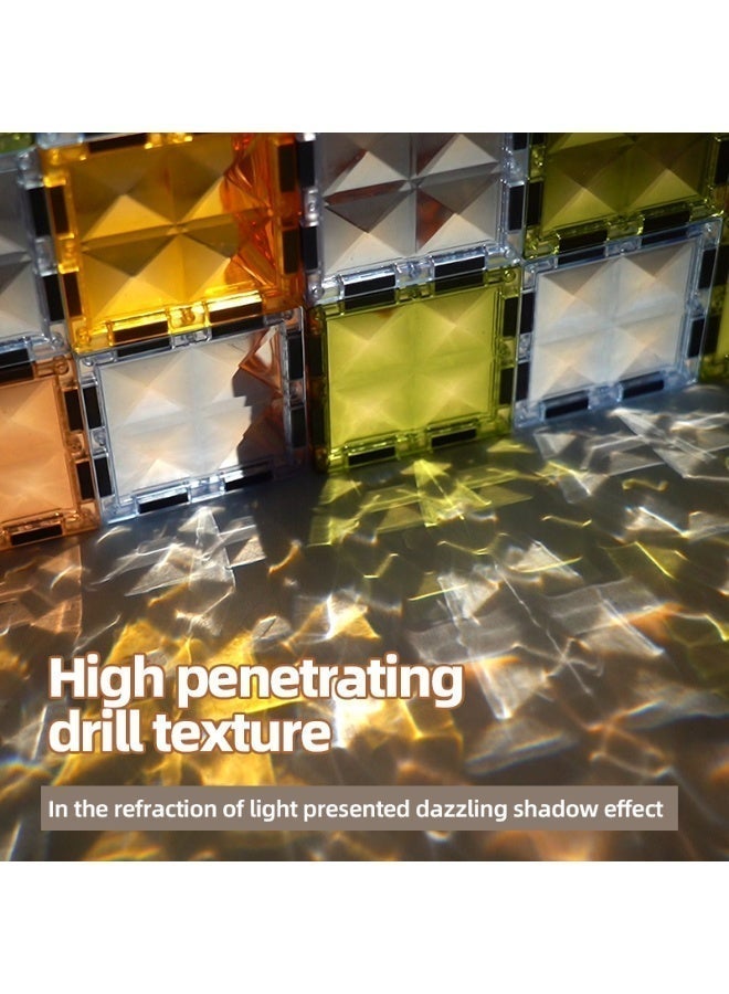 Light-Up Magnetic Tiles Set for Kids | Vibrant Color Magnetic Building Blocks | Fully Rotating Ferris Wheel Set with Car | Glows in the Dark | 3D Jade Diamond Surface | STEM Learning Toy Git for 3+ Yr Old Boys Girls for all occasions - Image 4