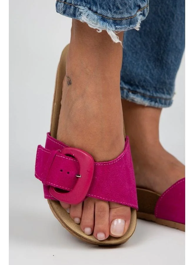 Manijero  Alandra Women's Genuine Leather Single Strap Fuchsia Slippers for Women | Best Price UAE