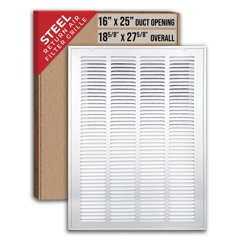 Fits 16x25 Duct Opening Steel Return Air Filter Grille by Handua Removable Door for 1inch Filters Vent Cover Grill White HVAC Cold Air Intake Grille Out Dim 18 58W X 27 58H