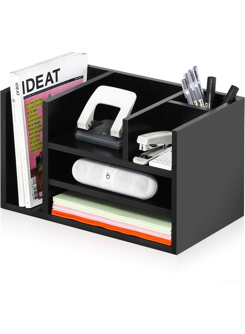 جاد وودز منظم مكتب متعدد الوظائف من – خشب MDF عالي الجودة – وحدة تنظيم طاولة عمل بلون أسود – رفوف للمجلات، الأوراق، الأدوات - Image 1