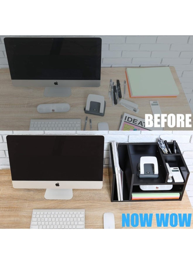 جاد وودز منظم مكتب متعدد الوظائف من – خشب MDF عالي الجودة – وحدة تنظيم طاولة عمل بلون أسود – رفوف للمجلات، الأوراق، الأدوات - Image 2