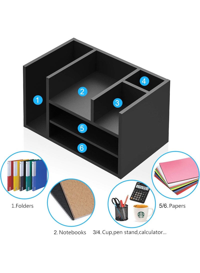 جاد وودز منظم مكتب متعدد الوظائف من – خشب MDF عالي الجودة – وحدة تنظيم طاولة عمل بلون أسود – رفوف للمجلات، الأوراق، الأدوات - Image 5