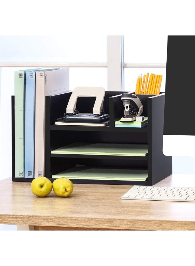 جاد وودز منظم مكتب متعدد الوظائف من – خشب MDF عالي الجودة – وحدة تنظيم طاولة عمل بلون أسود – رفوف للمجلات، الأوراق، الأدوات - Image 3