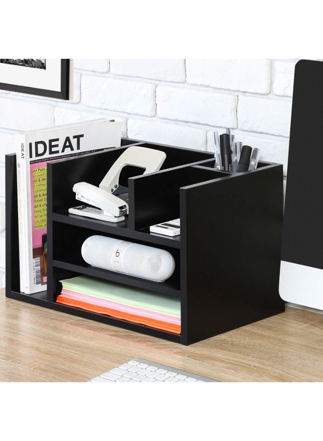 جاد وودز منظم مكتب متعدد الوظائف من – خشب MDF عالي الجودة – وحدة تنظيم طاولة عمل بلون أسود – رفوف للمجلات، الأوراق، الأدوات - Image 4