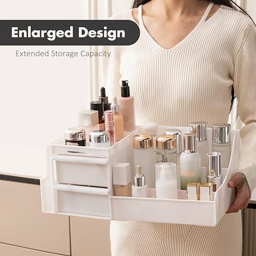 ALOXE Premium Large Makeup Organisers | Upgraded Storage Box and Organiser with Drawers for Dressing Table, Skincare, Makeup Storage & Accessories (White) - Image 5