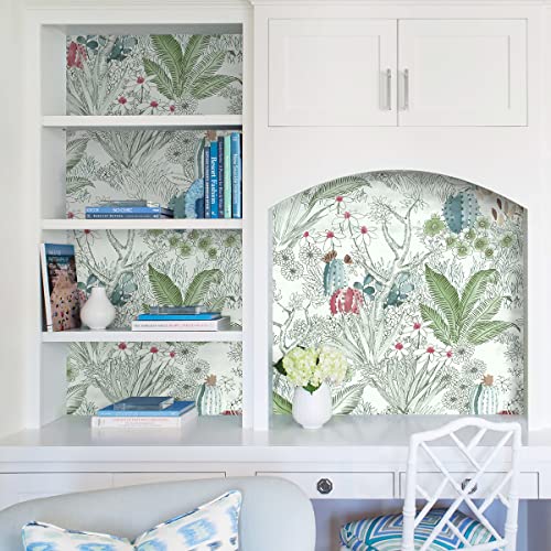 Erfoni 17.7inch x 393.7inch Floral and Leaf Wallpaper Floral Peel and Stick Wallpaper Green Contact Paper Vintage Flower Wallpaper Stick and Peel Self Adhesive Removable Wallpaper for Bedroom Decor - Image 2