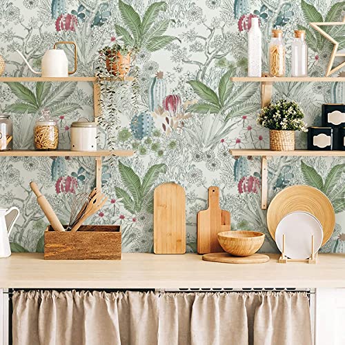 Erfoni 17.7inch x 393.7inch Floral and Leaf Wallpaper Floral Peel and Stick Wallpaper Green Contact Paper Vintage Flower Wallpaper Stick and Peel Self Adhesive Removable Wallpaper for Bedroom Decor - Image 5