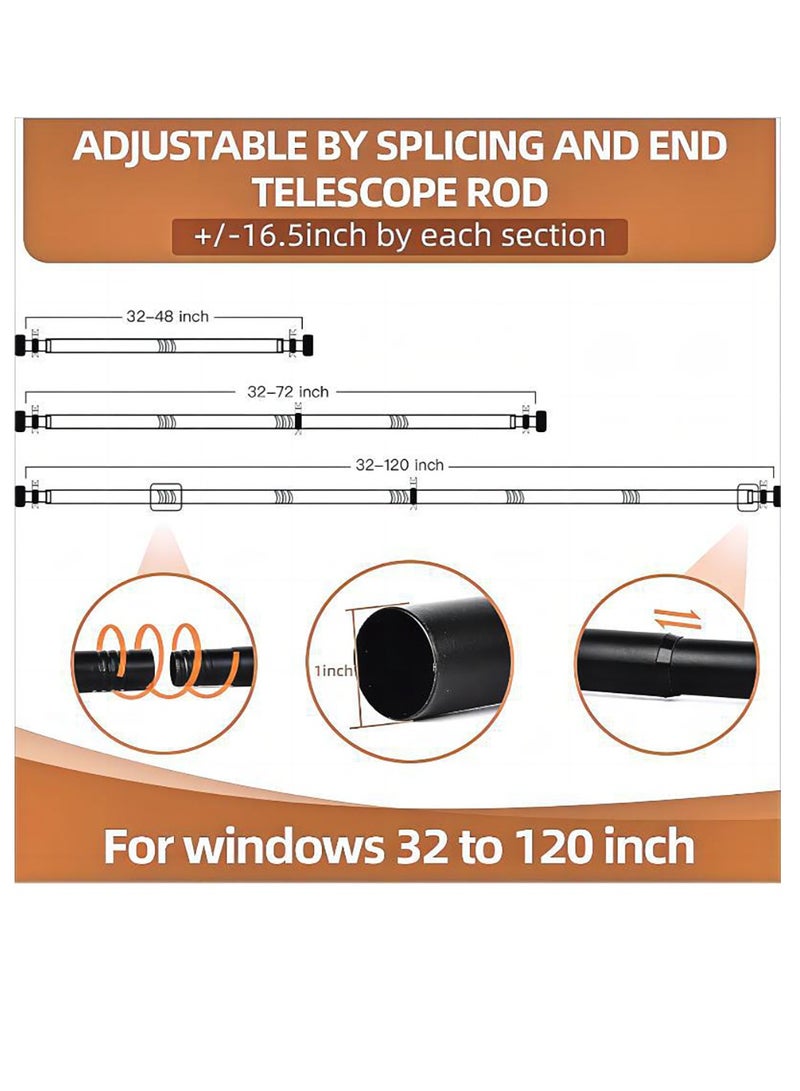 عصا ستائر ثقيلة للنافذة، بقطر 1 بوصة، عصا ستائر طويلة مع حوامل، عصا ستائر قابلة للتعديل لغرفة المعيشة، غرفة النوم - Image 3