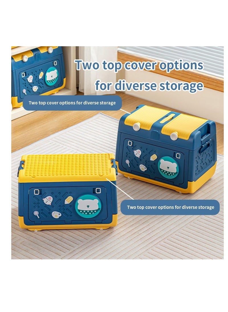 Manful Toy Storage Box with Wheels Multipurpose Portable Storage Case Container Cute for Games Book Puzzles Kids Bedroom Nursery Room - Image 4