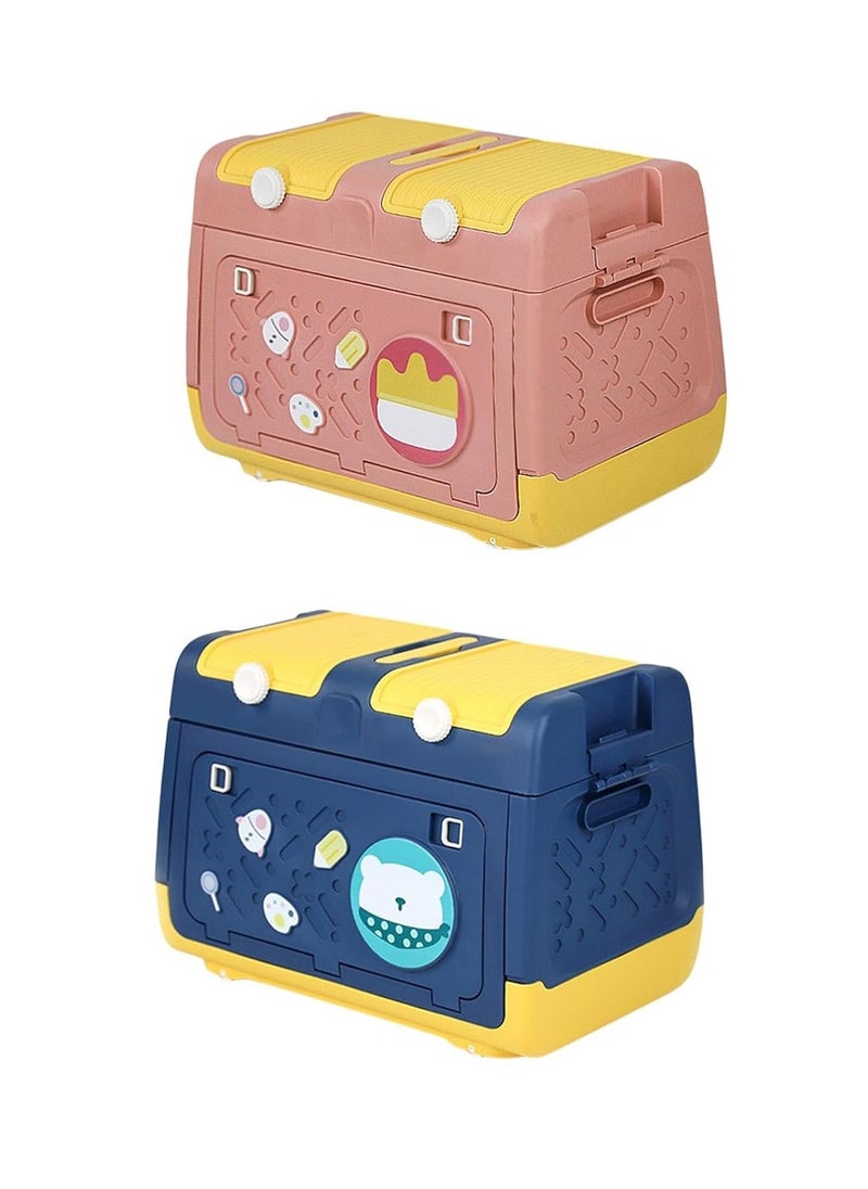 Manful Toy Storage Box with Wheels Multipurpose Portable Storage Case Container Cute for Games Book Puzzles Kids Bedroom Nursery Room  - Image 4