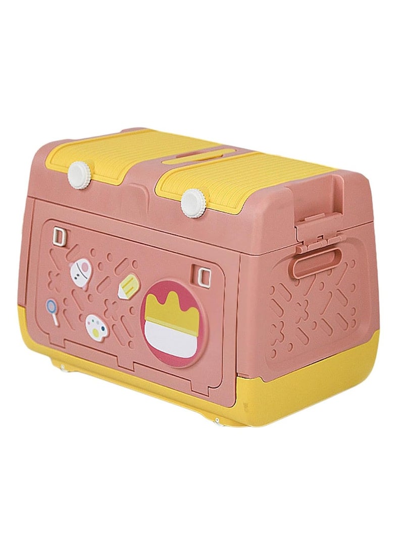 Manful Toy Storage Box with Wheels Multipurpose Portable Storage Case Container Cute for Games Book Puzzles Kids Bedroom Nursery Room  - Image 2