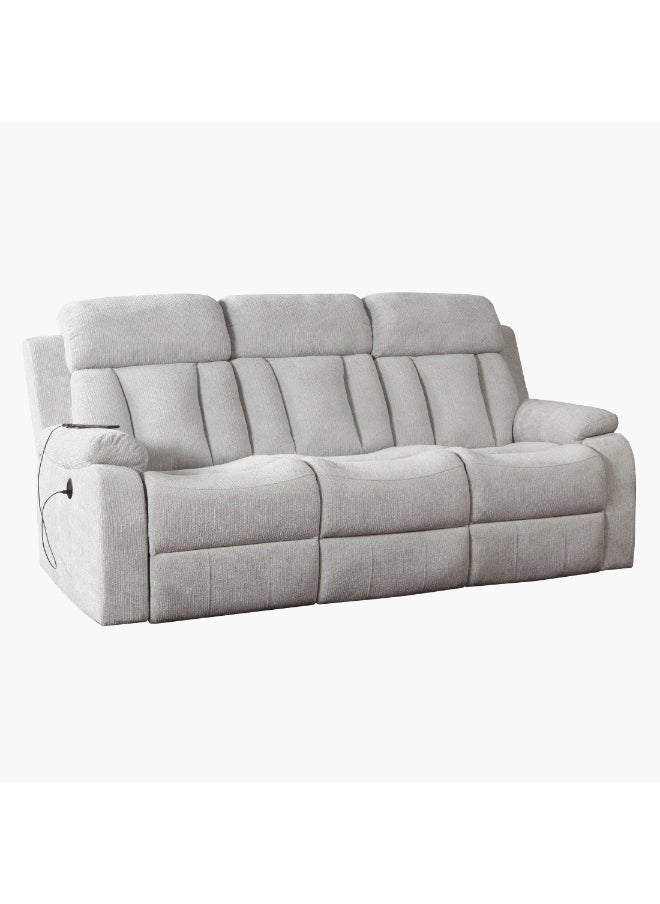 Dallas Power 3-Seater Fabric Recliner Sofa With Usb 100 X 212 X 96 X Cm