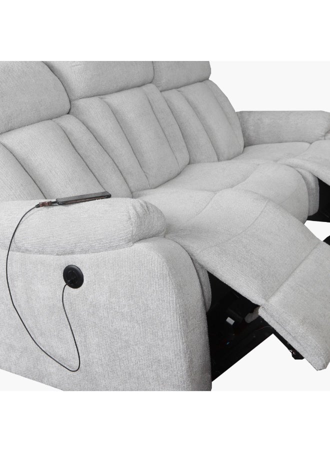 Dallas Power 3-Seater Fabric Recliner Sofa With Usb 100 X 212 X 96 X Cm