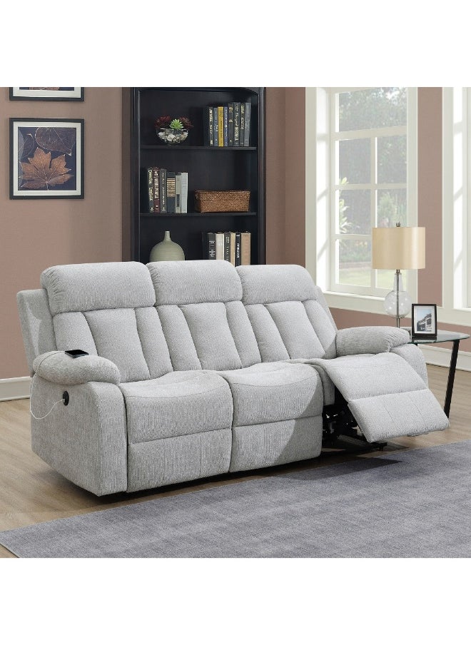 Dallas Power 3-Seater Fabric Recliner Sofa With Usb 100 X 212 X 96 X Cm
