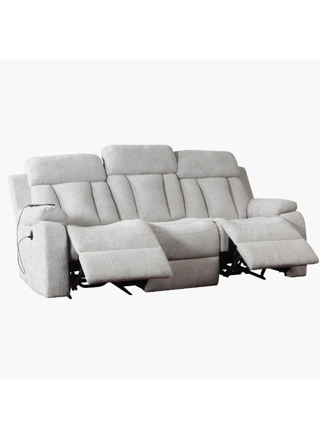 Dallas Power 3-Seater Fabric Recliner Sofa With Usb 100 X 212 X 96 X Cm