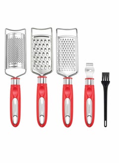 KASTWAVE Food Grater Cheese Grater Stainless Steel Grater for Ginger Garlic Nutmeg Chocolate Vegetables Lemon Dishwasher Safe Set of 5(Red)  - Image 1