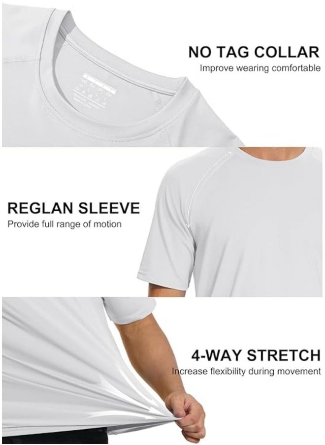 GGEROU Mens T-Shirts,Mens Crew Neck Short Sleeve,Neck Soft Fitted T Shirt,UPF 50+ Quick Dry Rashguard,Lightweight Everyday Tee Black  - Image 4