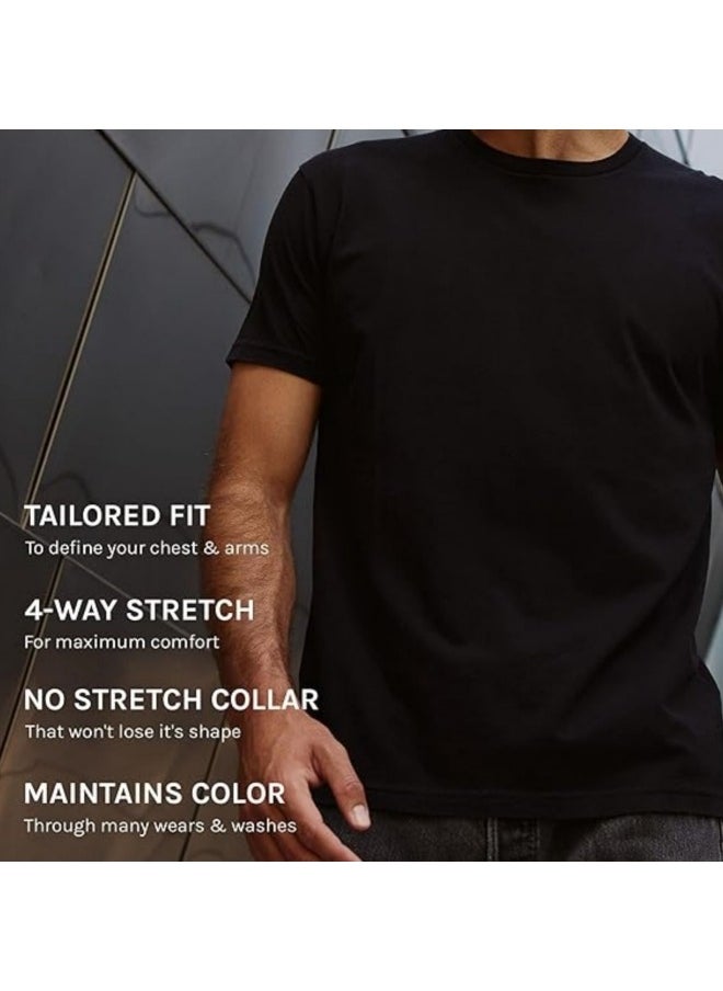 GGEROU Mens T-Shirts,Mens Crew Neck Short Sleeve,Neck Soft Fitted T Shirt,UPF 50+ Quick Dry Rashguard,Lightweight Everyday Tee Black  - Image 3