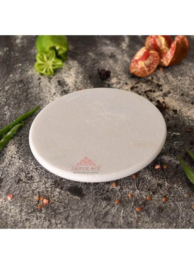 Jaipur Ace Indian White Marble Roti Maker with Wooden Belan/White Marble Chakla 10 Inch Diameter (White Marble Chakla) - Image 1