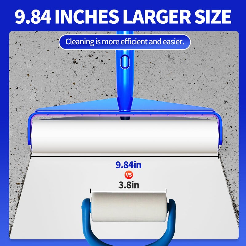 9.84" Large Extra Sticky Lint Roller, 58.3" Long Handle Lint Remover with 7 Rollers for Clothes, Cat Dog Pet Hair, Furniture, Couch, Carpet, Floor，Painted Wall Cleaner Mop Dust Cleaning - Image 4