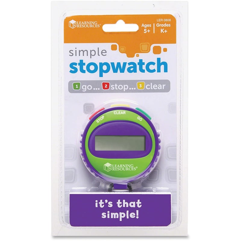 Learning Resources Learning Resources Simple 3 Button Stopwatch, Supports Science Investigations, Timed Math Exercises, Elapsed Time Tracking, Ages 5+  - Image 1