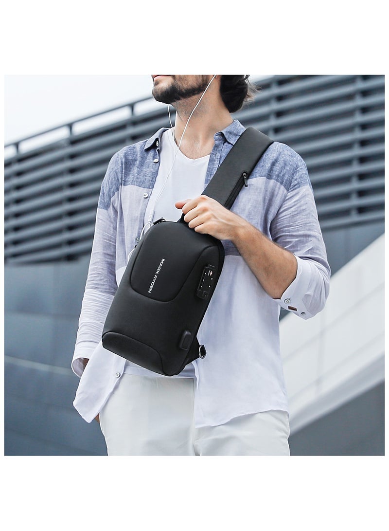 MARK RYDEN MARK RYDEN Anti-theft Shoulder Bag for Men, Crossbody Bags with USB Charging Port, Waterproof Chest Bag for Travel, Work, School, Business-Black, Black - Image 2