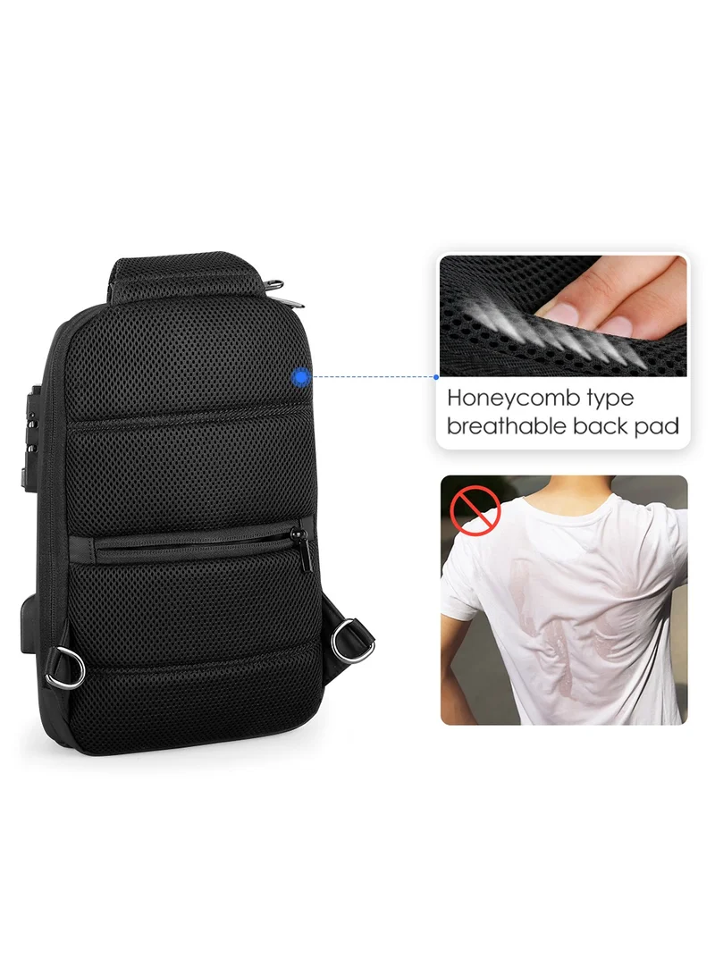 MARK RYDEN MARK RYDEN Anti-theft Shoulder Bag for Men, Crossbody Bags with USB Charging Port, Waterproof Chest Bag for Travel, Work, School, Business-Black, Black