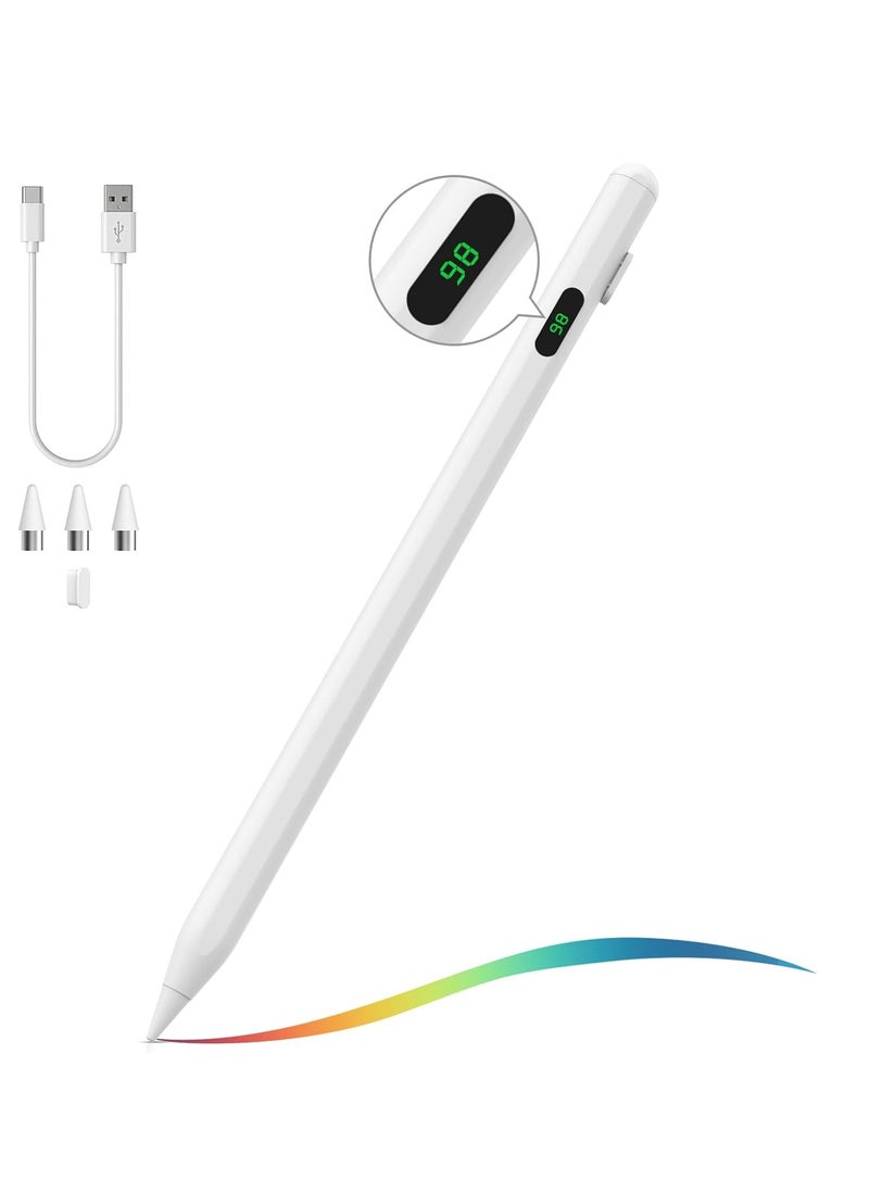 General - Stylus Pen for Touch Screen,Active Universal Stylus Pen Compatible with iPad/iPhone/Samsung and Other iOS/Android Smartphone and Tablet Devices Tablet Pen with Power Display, White - Image 1
