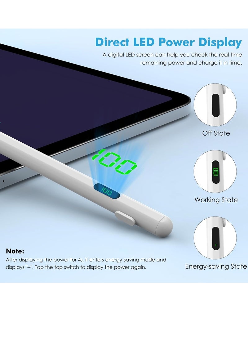 General - Stylus Pen for Touch Screen,Active Universal Stylus Pen Compatible with iPad/iPhone/Samsung and Other iOS/Android Smartphone and Tablet Devices Tablet Pen with Power Display, White - Image 1